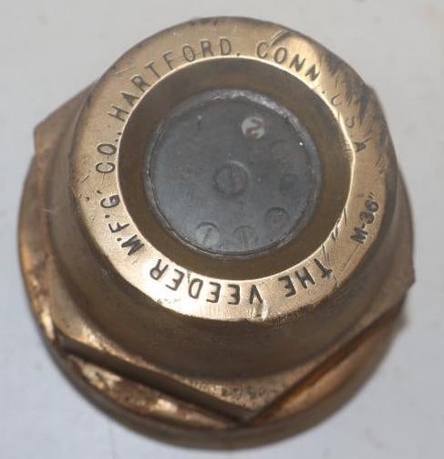 The Veeder MFG Co. Brass Commercial Mile Counter Threaded Hubcap: 4.25" diameter