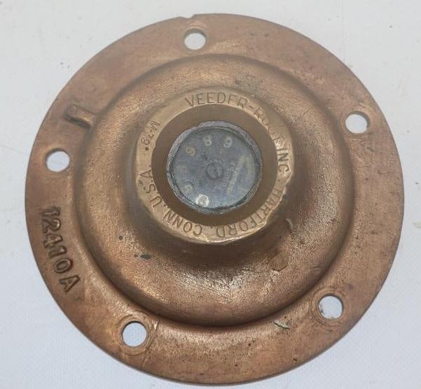 Veeder-Root Inc Brass Bolt On Commercial Mile Counter Hubcap: 6" diameter