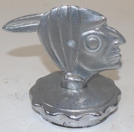 Indian Chief Automobile Radiator Cap Hood Ornament Mascot: 4" x 3" x 3.50"