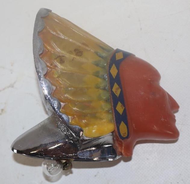 1950's Black Stone "Super Chief" Indian Automobile Light Up Hood Ornament Accessory (1 of 3)