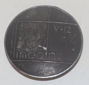1935-40 Lincoln K V- 12 Automobile Steering Wheel Center Emblem Badge: 2.50" diameter