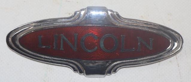 1932-33 Lincoln Model KA Cloisonne Automobile Hub/Trunk Emblem Badge: 4.25" x 1.50"