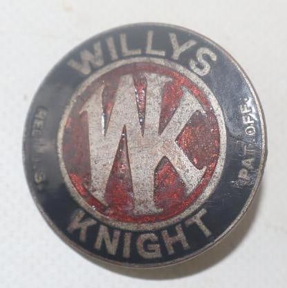 1917-1928 Willys Knight Cloisonne Automobile Radiator Emblem Badge: 1.50" diameter