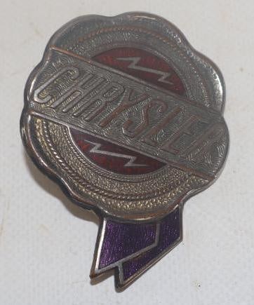 1937-38 Chrysler Cloisonne Automobile Radiator Emblem Badge: 2" x 2.50"