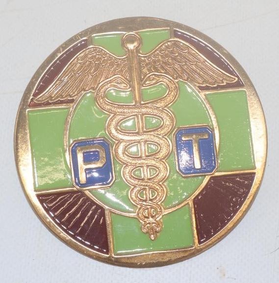 Physiotherapist Emblem Badge: 3.5" diameter, cloisonne