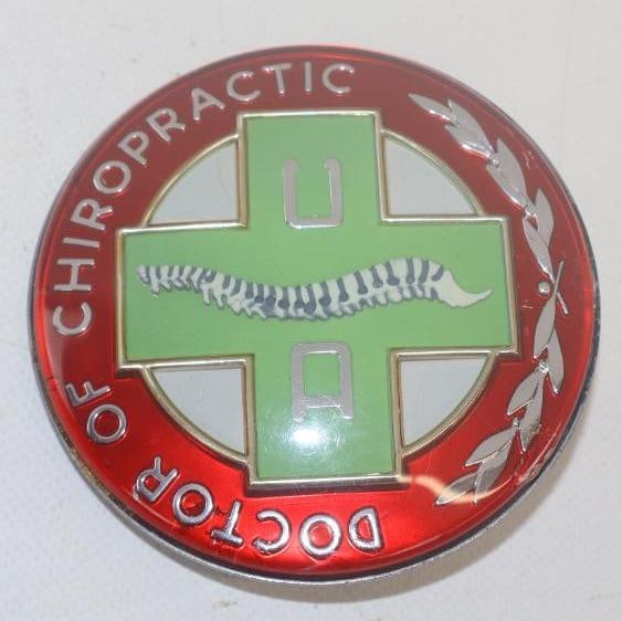 Chiropractor Emblem Badge: 3.5" diameter, cloisonne