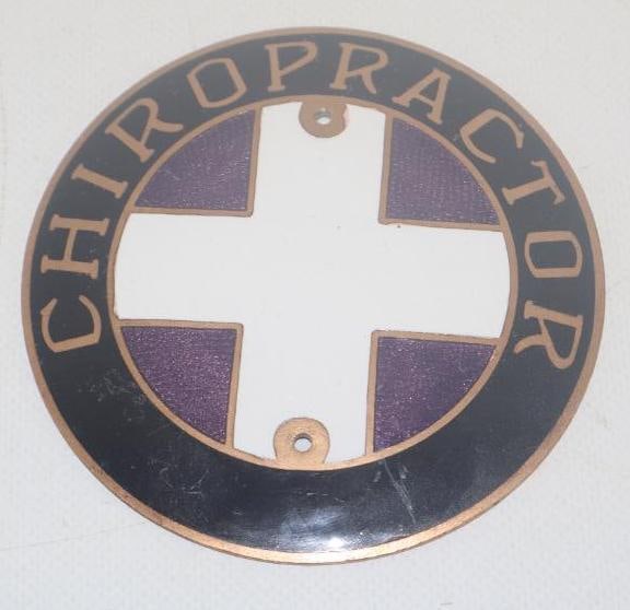 Chiropractor Emblem Badge: 4" diameter, cloisonne