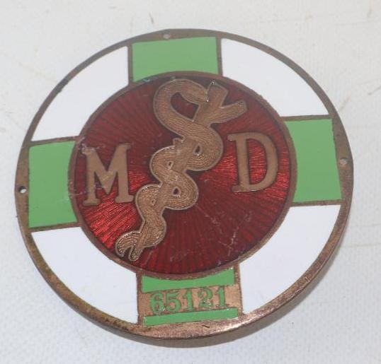 Medical Doctor Emblem Badge: 3.5" diameter, cloisonne