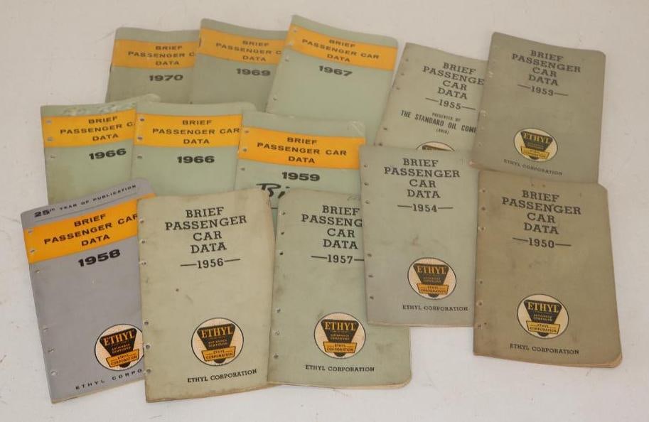 Group of 13 Ethyl Corporation Brief Passenger Card Data Books: 4" x 7" each