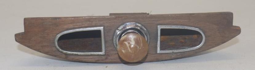 Early Automobile Ash Tray and Lighter Receptacle Kit with Wood Trim: 7 1/2" x 1 3/4" x 3"
