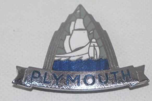 Plymouth Interior Dash Emblem Badge: 2.25" x 1.5", cloisonne