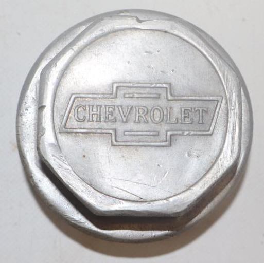 Chevrolet Motor Car Co Aluminum Threaded Automobile Hubcap: 3.25" diameter