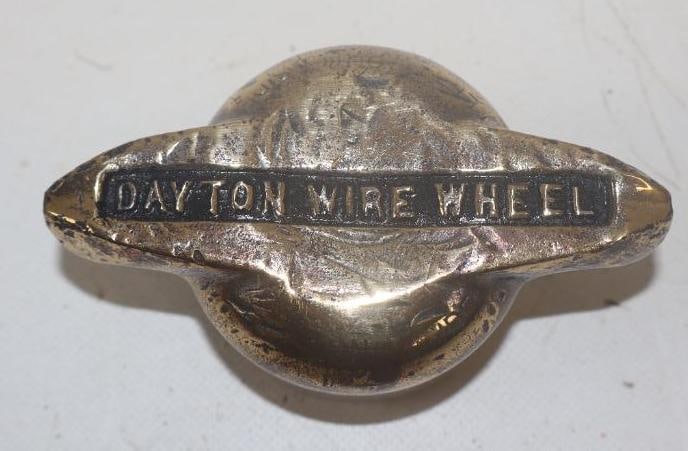 Dayton Wire Wheel Brass Threaded Winged Automobile Hubcap: 4" x 2.50"