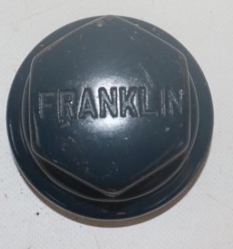 Franklin Motor Car Co Threaded Automobile Hubcap: 3" diameter