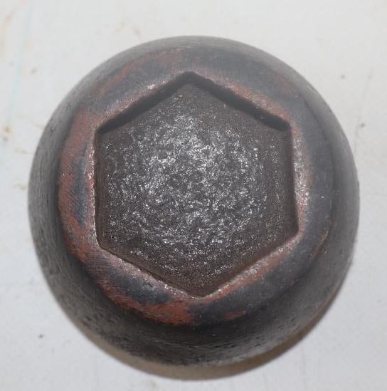 Packard Cast Steel Threaded Automobile Hubcap: 3" diameter
