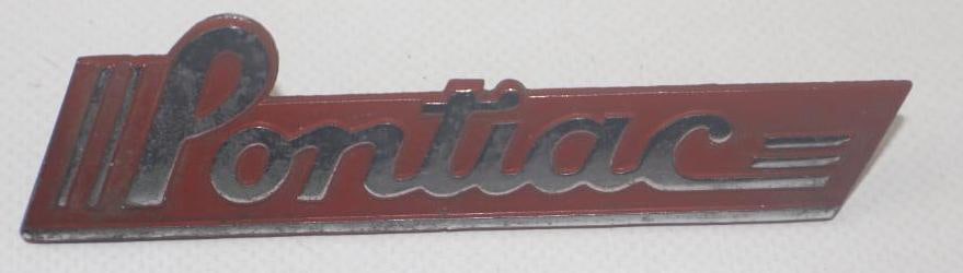 1935 Pontiac Radiator Emblem Badge: 4" x 1", cloisonne
