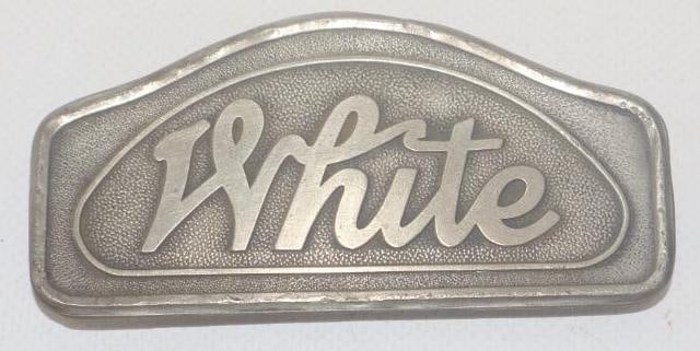White Radiator Emblem Badge: 1.75" x 3.75"