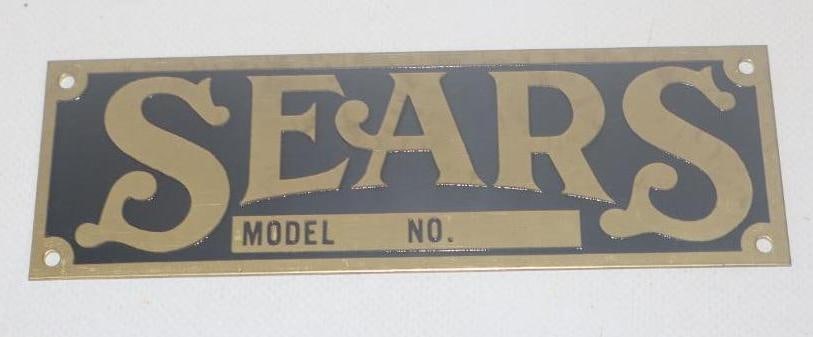 Sears Plate Reproduction Radiator Emblem Badge: 6" x 2", cloisonne