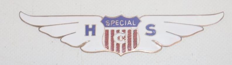 Reproduction H.C.S Motor Car Co Indianapolis IN Emblem Badge: 4.5" x 1", cloisonne