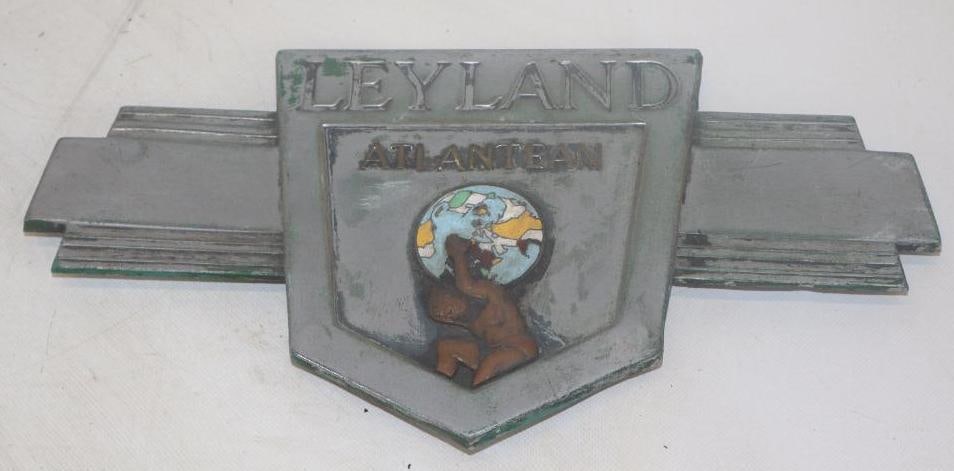 1970's Leyland Atlantean Bus Cloisonne Radiator Emblem Badge: 15" x 7 1/2"