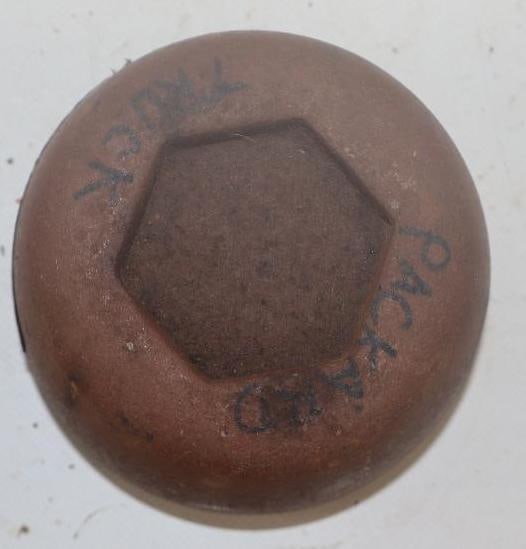 Packard Truck Cast Steel Threaded Automobile Hubcap: 4" diameter appears to have been sandblasted