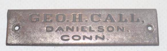 Geo. H. Call. Coach Builder Body Identification Tag: 2.75" x .75"