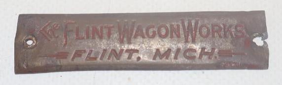 The Flint Wagon Works Coach Builder Body Identification Tag (1 of 2)