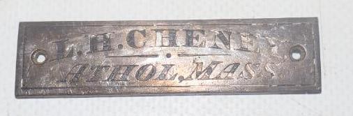 L.H. Cheney Coach Builder Body Identification Tag: 2.50" x .50"