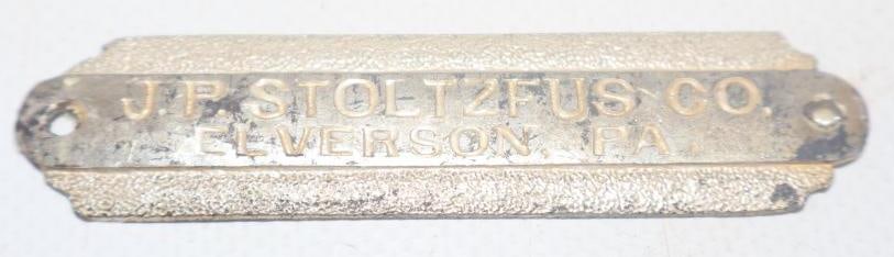 J.P. Stoltzfus Co. Coach Builder Identification Tag: 3" x .50"