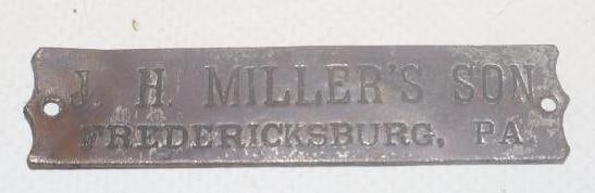J.H. Miller's Son Coach Builder Body Identification Tag: 2.75" x .75"