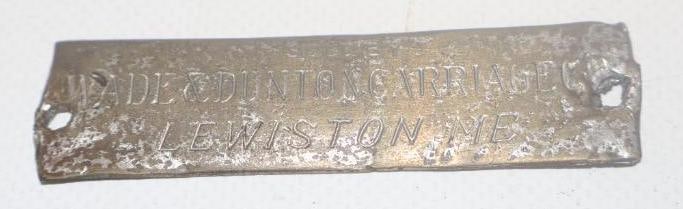 Wade & Dunton Carriage Co. Coach Builder Body Identification Tag: 3" x .75"