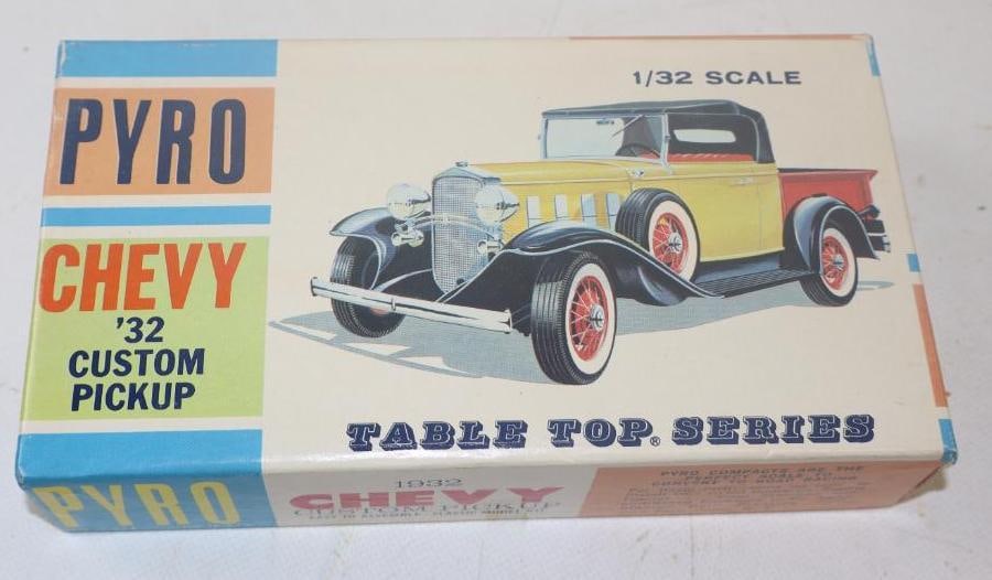 1932 One Thirty Second Scale Chevrolet Custom Pick Up Pyro Model in Original Box: 8"x 4.50" 1.75" appears to be complete