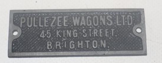 Pullezee Wagons LTD Coach Builder Body Identification Tag: 3" x 1"