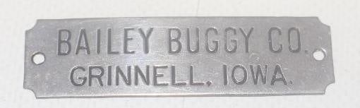 Bailey Buggy Co. Coach Builder Body Identification: 2.25" x .50"