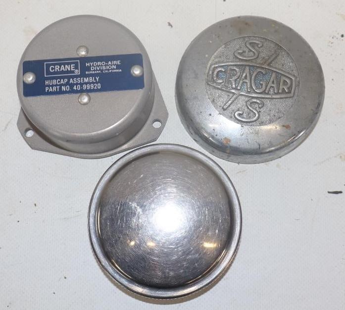 Group of 3 Cragar, Crane And Chrome Gas Caps: 3.25" diameter largest