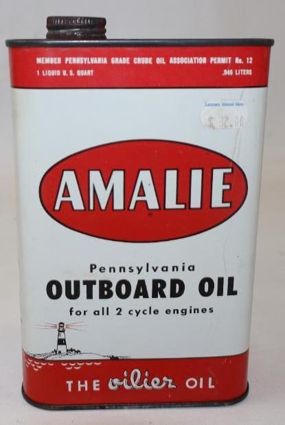 Amalie Pennsylvania Outboard One Quart Motor Oil Can (1 of 2)