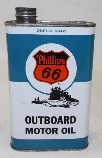 Graphic Phillips 66 Outboard One Quart Motor Oil Can (1 of 2)