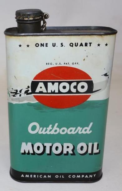 Amoco Outboard One Quart Motor Oil Can (1 of 2)