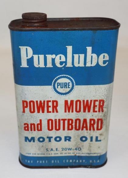 Pure Purelube Power Mower and Outboard One Quart Motor Oil Can (1 of 2)