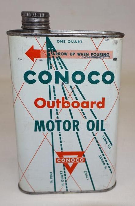 Conoco Outboard One Quart Motor Oil Can (1 of 2)