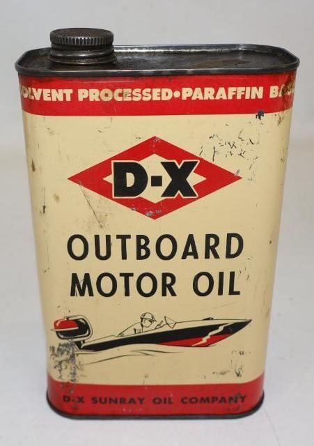 D-X Sunray Outboard One Quart Motor Oil Can (1 of 2)