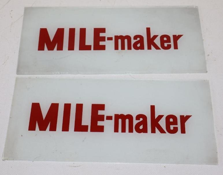 Pair of Marathon Mile- Maker Gas Pump Ad Glass (1 of 2)