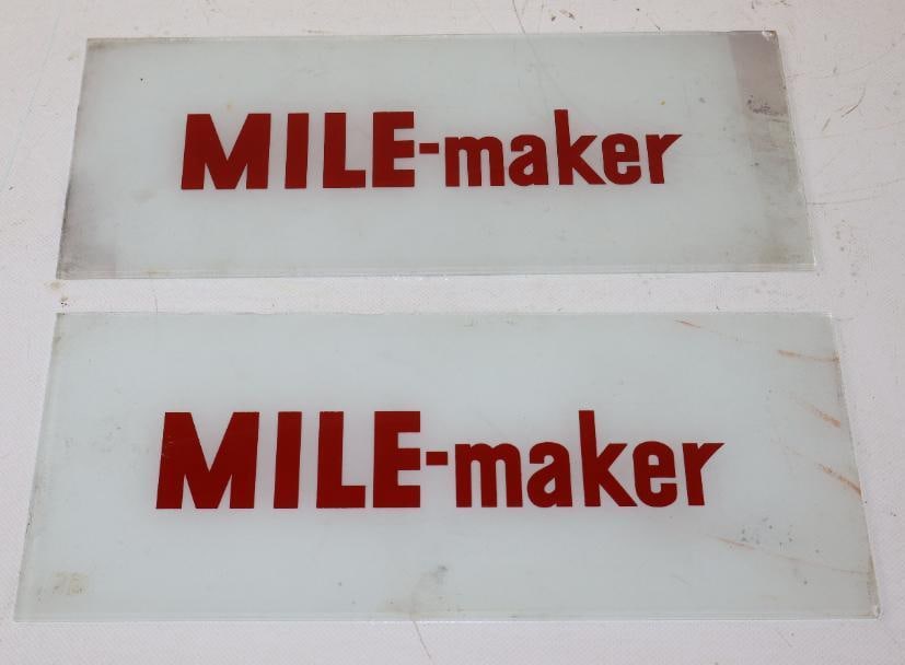 Pair of Marathon Mile- Maker Gas Pump Ad Glass (1 of 2)