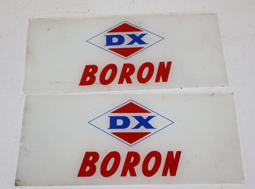 Pair of DX Boron Gas Pump Ad Glasses: 10.75" x 4.75" each