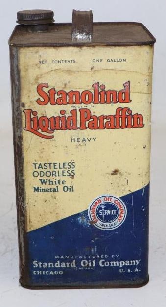 Standard Oil Company of Indiana Stanolind Liquid Paraffin One Gallon Square Oil Can: Empty