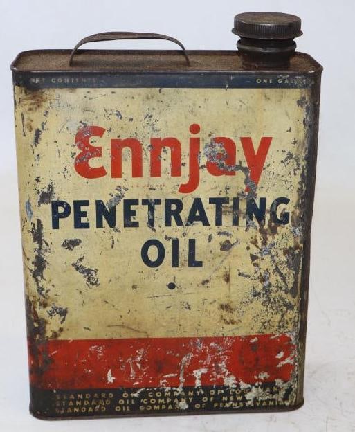 Standard Oil Company Ennjay Slim One Gallon Penetrating Oil Can: Empty