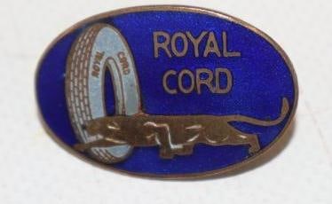 Cloisonne Royal Cord Tire Pin Back Badge: 1.25" x .75"