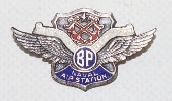 BP Navel Air Station Cloisonne Pin Back Badge: 1.50" x .75"