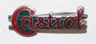 Cloisonne Castrol Oil Company Pin Back Badge: 1.25" x .50"
