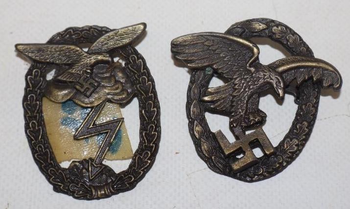 Group of 2 Brass German WWII Pin Back Badges (1 of 2)
